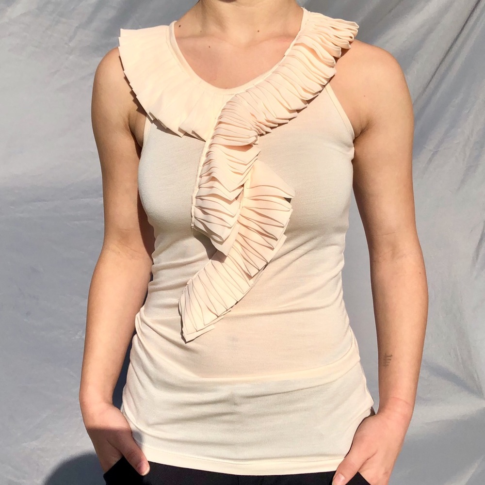 Design History - Cream Layered Loop Ruffle Tank - Picture 2 of 8